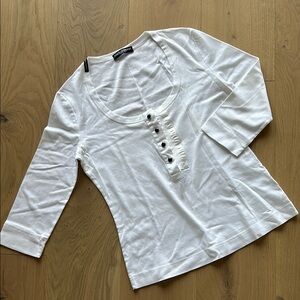 Dolce & Gabbana White Button-Front Women's Top 3/4 sleeves